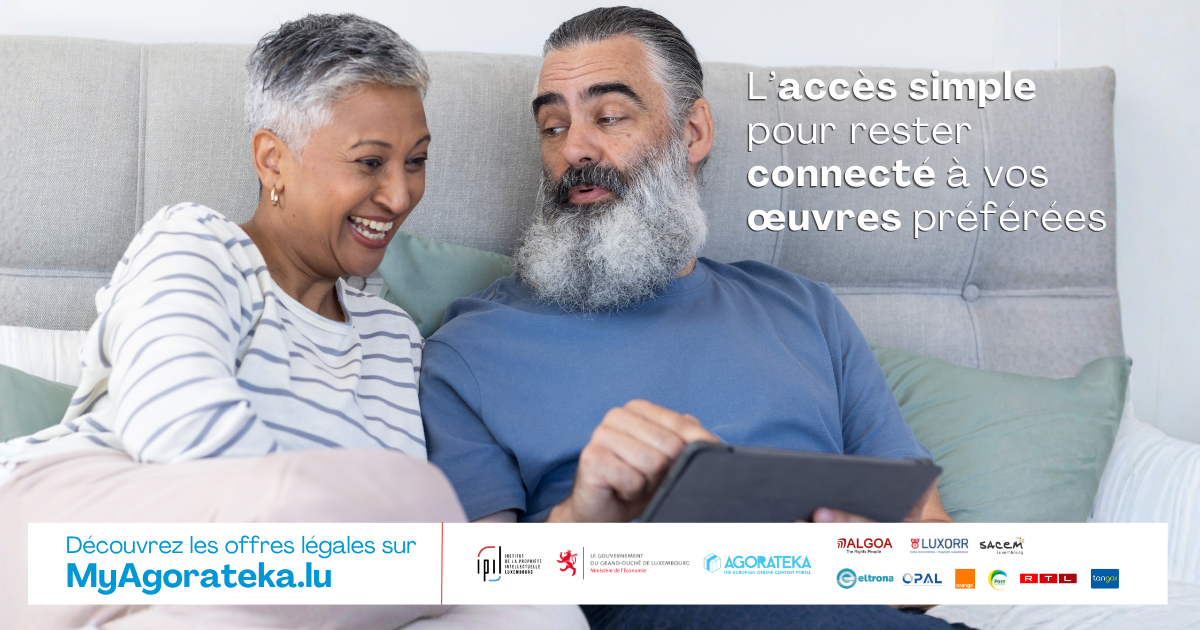 Image illustrant un slogan qui fait la promotion du site MyAgorateka.lu - L'accès simple pour rester connecter à vos oeuvres préférées.